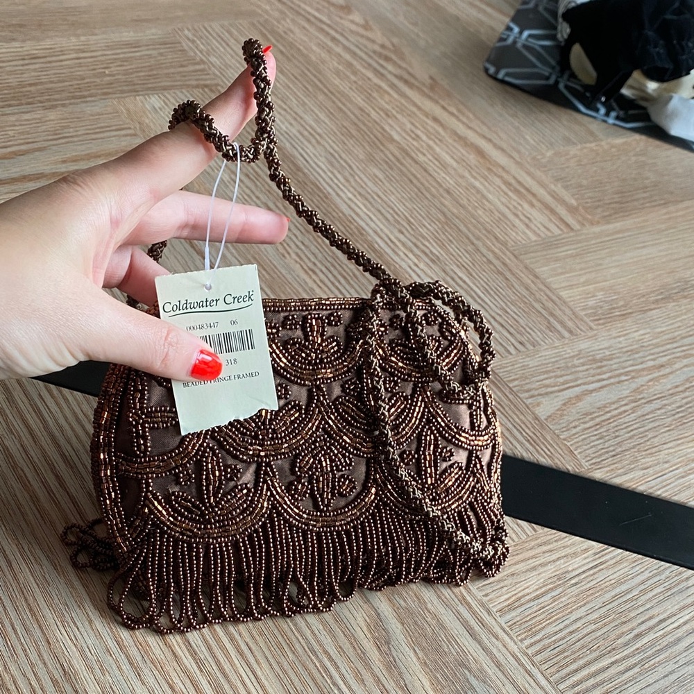 Coldwater Creek Beaded Clutch in Rich Brown